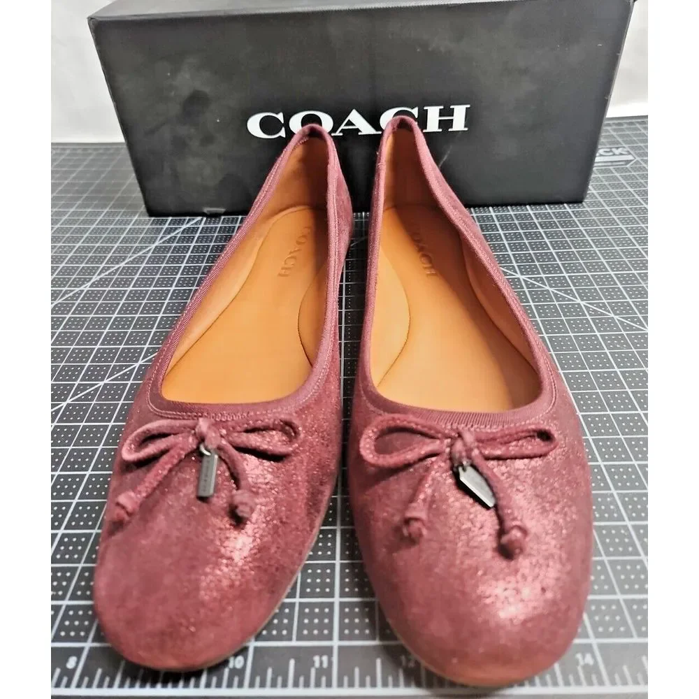 Coach Lola Ballet Bordeaux Suede shoes woman Sz US 9.5 M‎